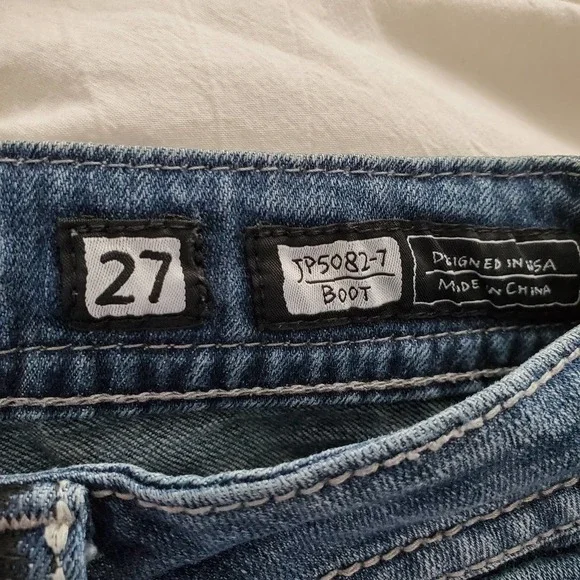 MISS ME • Y2K Crystal Wings Bootcut Jeans Sz 27 - Picture 6 of 9